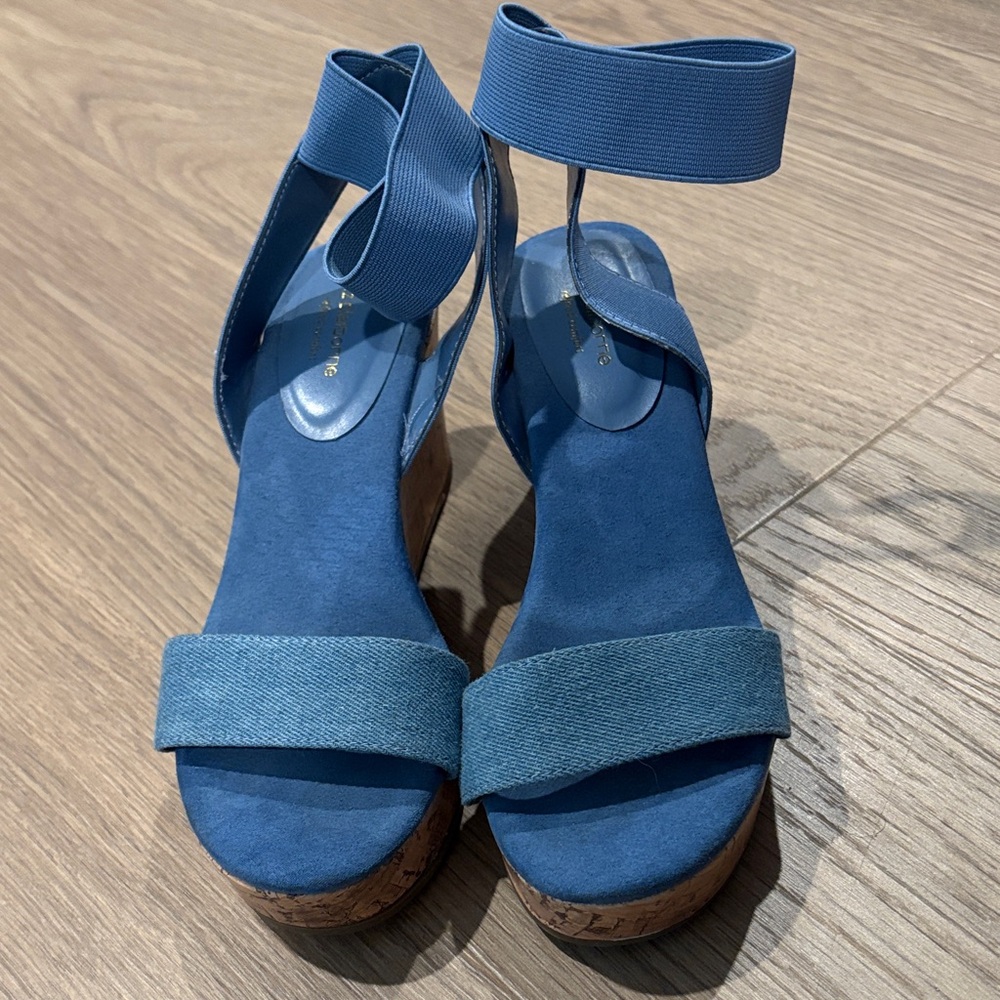 Liz Claiborne Blue Wedge Sandals